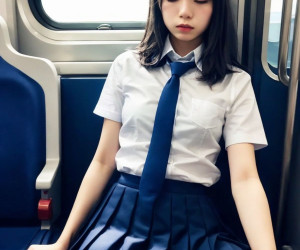 電車で油断している制服女子画像集